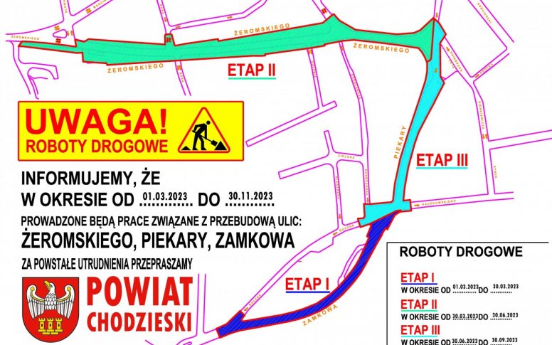 Przebudowa drogi powiatowej nr 1533P – ulice: Żeromskiego, Piekary, Zamkowaw Chodzież