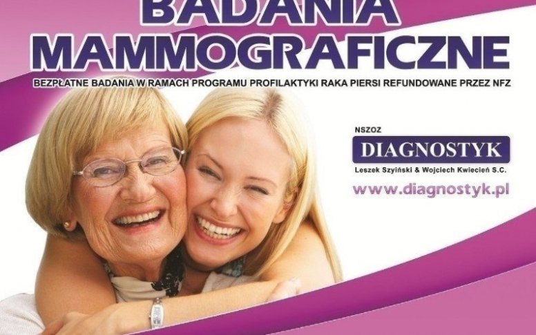Bezpłatne badania mammograficzne dla kobiet w wieku od 50 do 69 lat