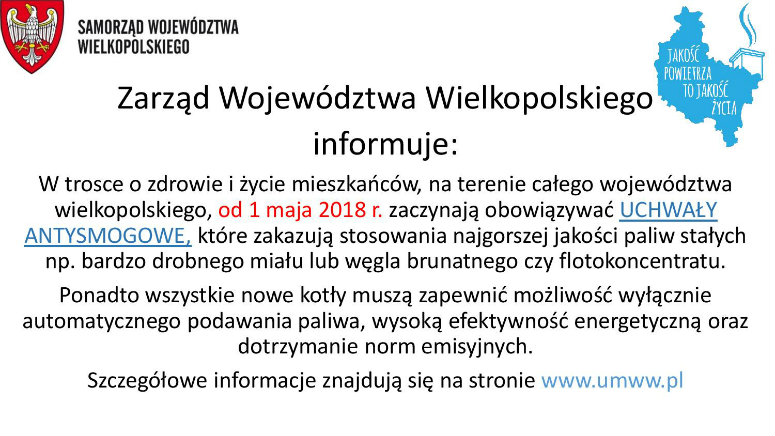 Uchwały antysmogowe dla Wielkopolski